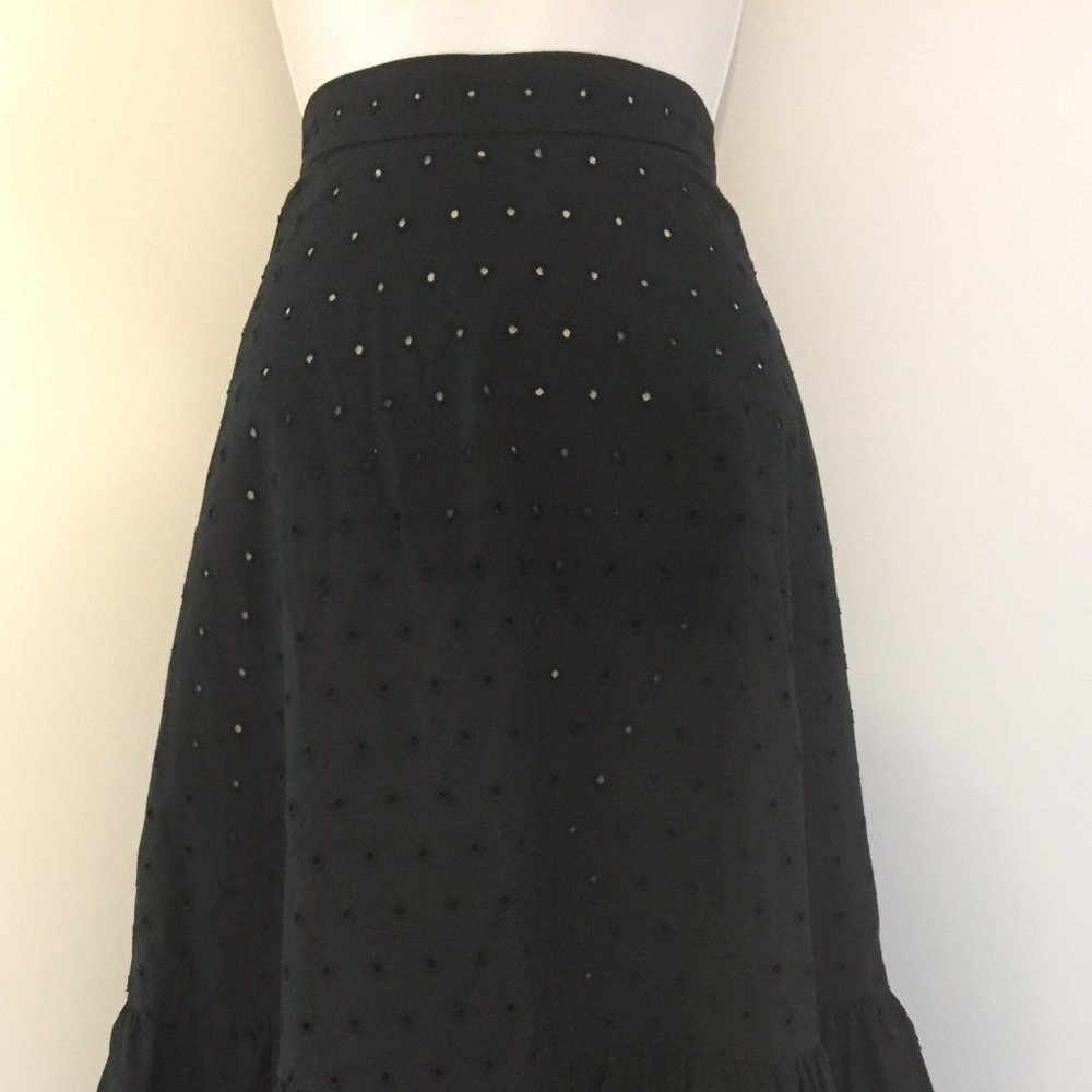 J. Crew Bottom Flare Eyelet Skirt Size 0 Navy $179